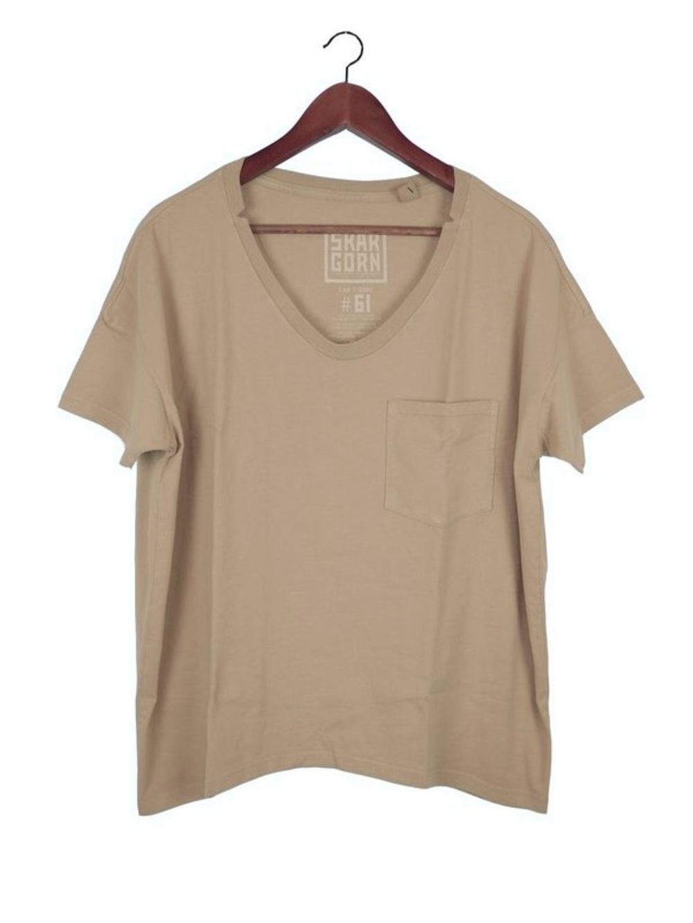 Skargorn Short-Sleeve V-Neck Tee in Beige